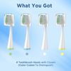 Replacement Toothbrush Heads for Water Pik Complete Care 5.0/9.0 (CC-01/WP-861), with Covers, 4 Count, White
