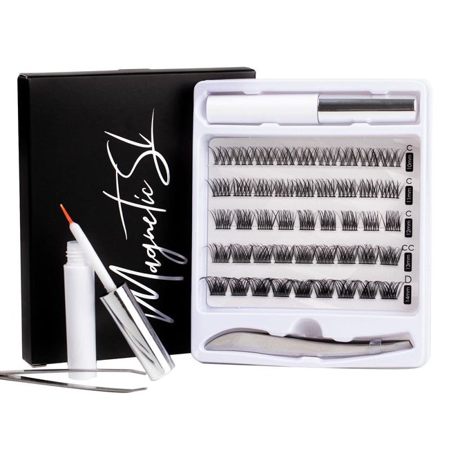 Wimpern Extensions 45 Wimpern Einzeln DIY Falsche Wimpern Natürlich Für Volumen Falsche Wimpern Extensions Wimpernverlängerung Einzeln Lashes Wimpernkleber Set mit Kleber 10-14mm-MIXED