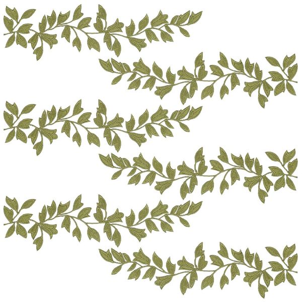 WEBEEDY 6 PCS Lace Forest Leaves Vine Patches Iron on Patches Embroided Applique Leaf Pattern Sequin Appliques Trims Embellishment Decoration for DIY Costume Art Craft Projects, Green