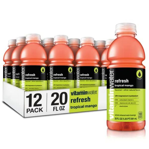 vitaminwater refresh electrolyte enhanced water w/ vitamins, tropical mango drinks, 20 fl oz, 12 Pack