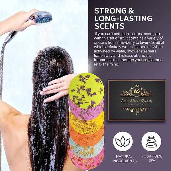 Katty Loy - Luxury Shower Steamers Fizzer Set - Gift for Women Men Her Him Mum Girlfriend Boyfriend Wife - Valentine's Day Stocking Filler Birthday Present - Home Spa Moisturizing Skin Lavender Mint