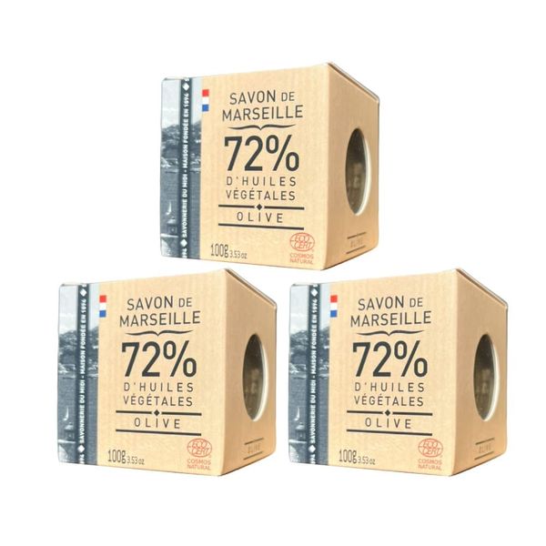 [Set of 3] La Corvette Cube de Savon de Marseille Olive Solid Soap 100g x 3 Set Marseille Soap Soap Additive-Free Solid