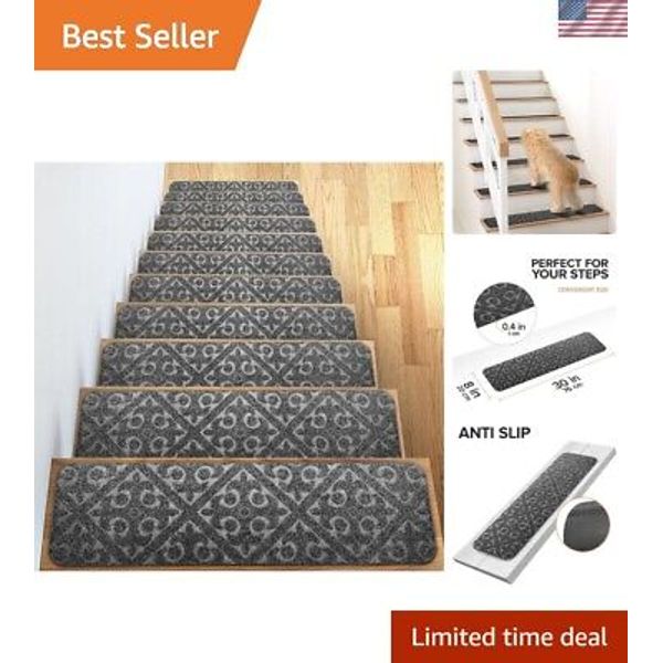 13-Piece Non-Slip Carpet Stair Treads Set – 8" x 30" for Safety & Comfort