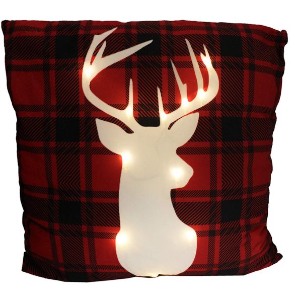 Large Light Up Christmas Cushion 60cm x 60cm - Stag Head