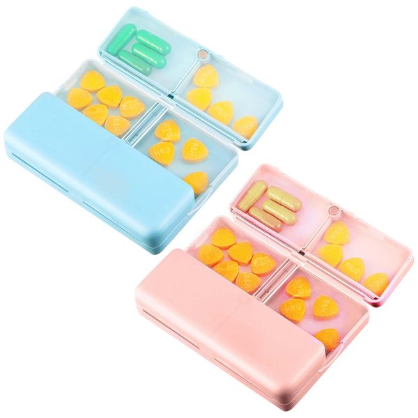 AWAVM 2PCS Travel Portable 7-Cell Medicine MOX, Foldable Flip Medicine Box, Personal 7-Day Sealed Pill Storage Box