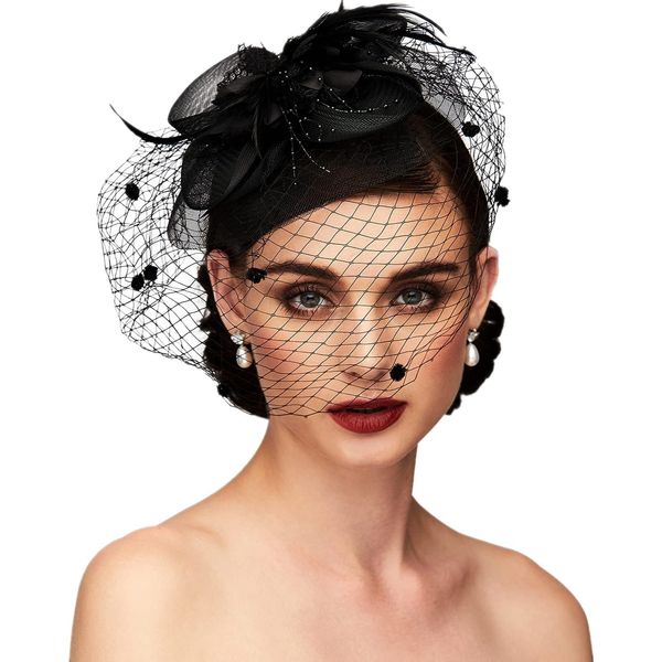 1 Piece Veil Headband Costume Headwear Bridal Hair Accessories Costume Accessories Hooded Headband Charming Women Costume Hair Accessory (Black)