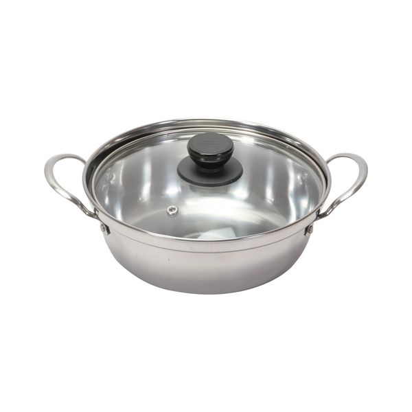 Pearl Metal HC-42 Pot, Tabletop Pot, 7.1 inches (18 cm), Glass Lid Included, Stainless Steel, Induction Compatible, Kimchi Pot, Kimchi Pot,