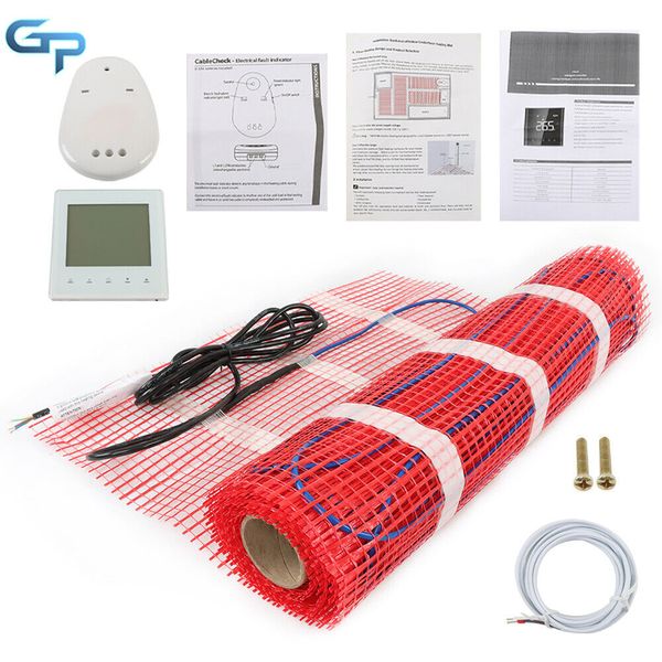 Electric Tile Radiant Warm Floor Heat Heated Kit 20 Sqft Mat + Thermostat 120V