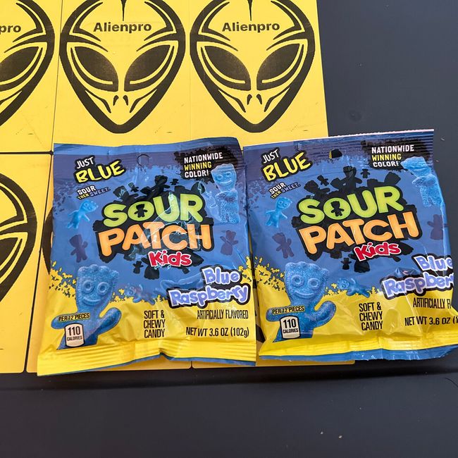 Sour Patch Kids (2) packs of 3.6oz each, total 7.2oz BLUE RASPBERRY Flavor