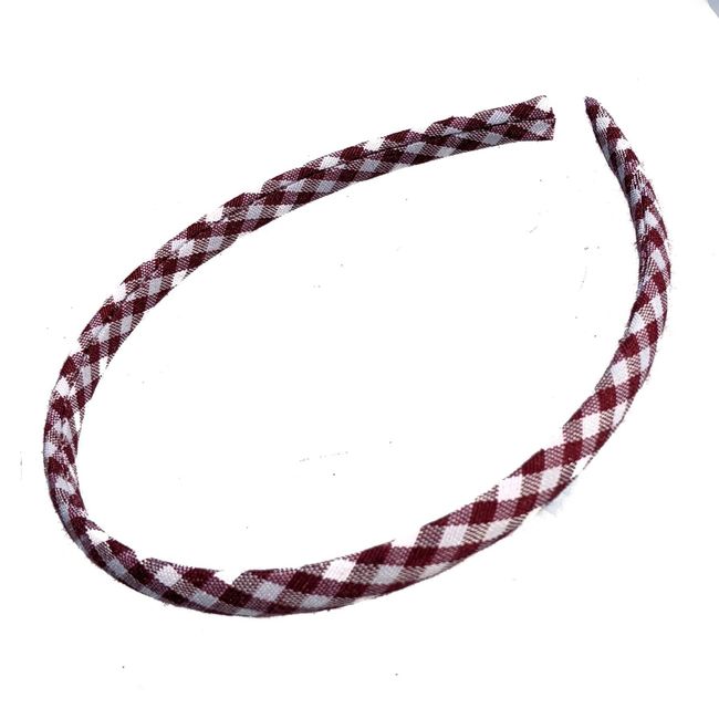 Girls 1cm Burgundy Gingham Checked Plastic Hair Band School Headband No Teeth for Women Girls by Glitz4Girlz