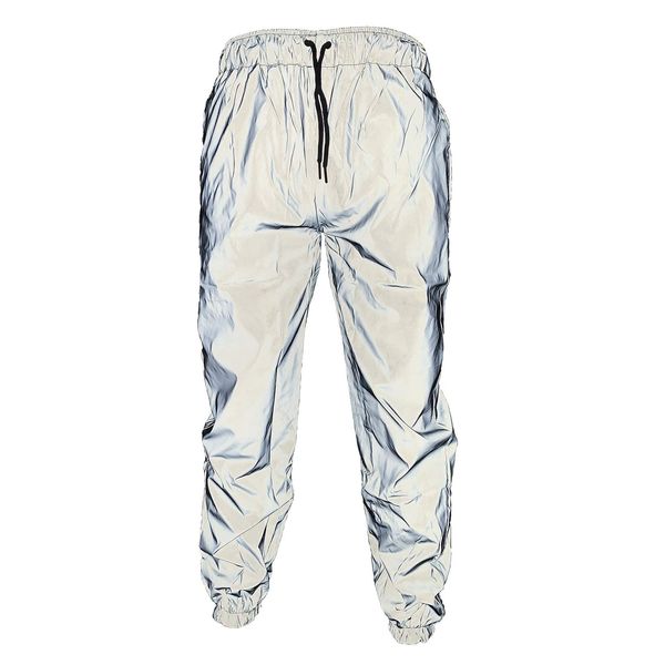 Reflective Pants Men Brand Hip Hop Dance Fluorescent Trousers Casual Harajuku Night Sporting Jogger Pants Gray (XL)