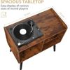 Record Player Stand with Vinyl Record Storage, Mid-Century Turntable Stand for L