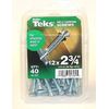 Screw, #12 Thread, 2-3/4 in L, Coarse Thread, Flat Head, Phillips Drive, Self-Dr