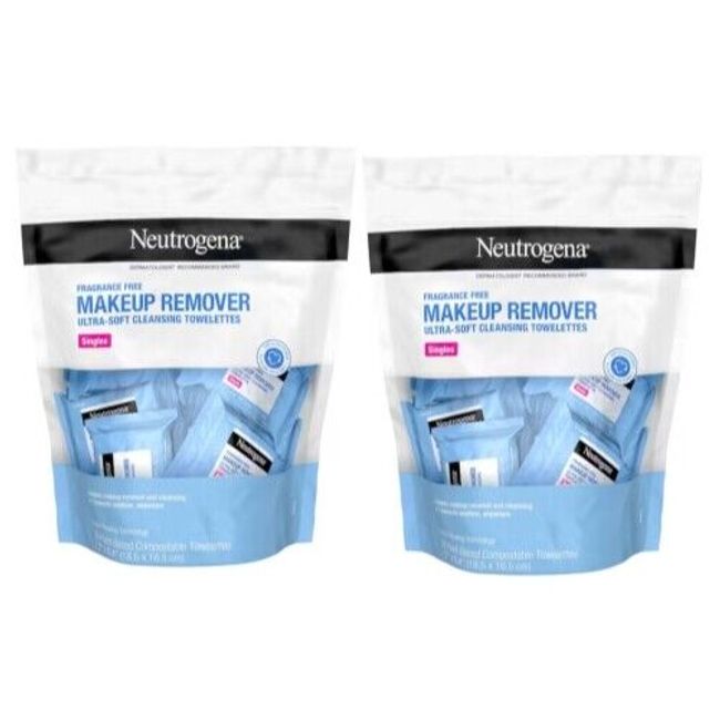 2 pack Neutrogena Fragrance-Free Makeup Remover Cleansing Towelettes, 20 count