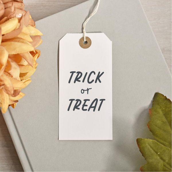 Trick or Treat Halloween Rubber Stamp (Medium 4 x 4cm)