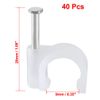 sourcing map Circle Cable Clip Nail Coaxial Tacks Wire Clips 9mm White 40pcs