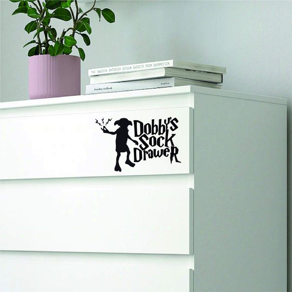 Epic Modz Inspired "Dobby's Sock Drawer" Wall Art Vinyl Decal Sticker Child's Room Bedroom Nursery Playroom Cupboard Gift