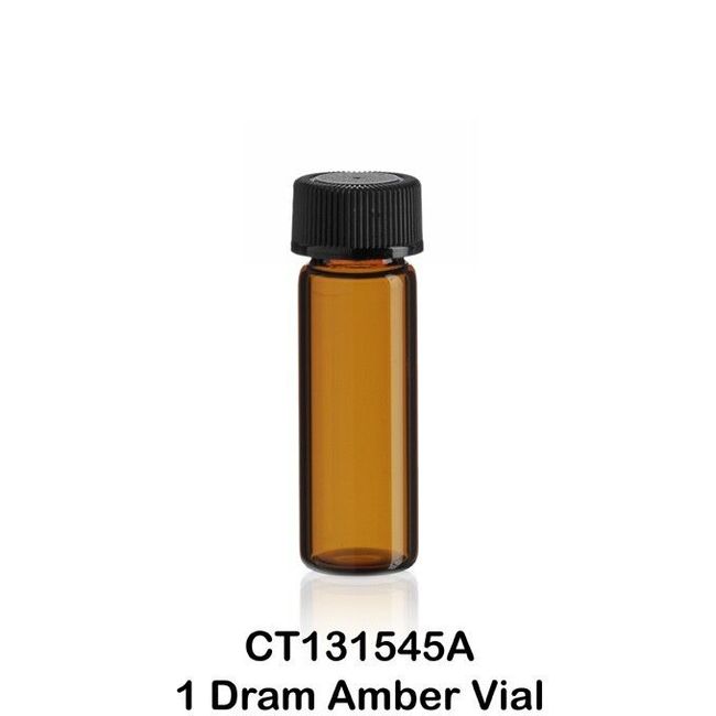 100 Amber Glass Vials w/ Screw Caps 15 x 45 mm 1 Dram, 1/8 Ounce, 3.7 ml