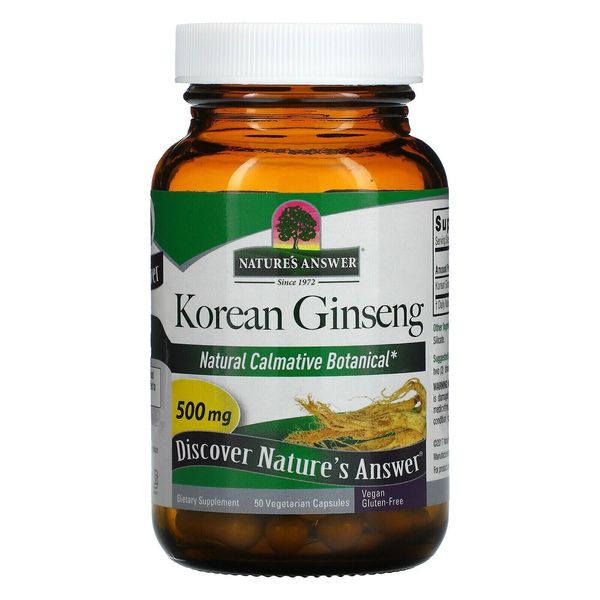 Nature's Answer Korean Ginseng Root 500mg 50 Vegetarian Capsules exp 08/2024