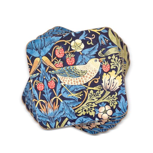 Portmeirion Home & Gifts Pimpernel - Strawberry Thief Blue Coasters - Set of 6 (Multi-colour)