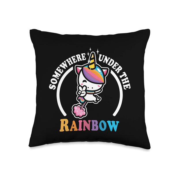 Farting Unicorn Rainbow Farters Farting Throw Pillow