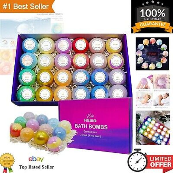 Bath Bombs, 24 pcs Handmade Bath Bombs Gift Set, Natural & Organic Essential ...