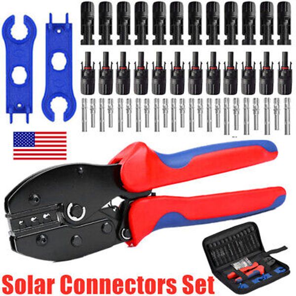 12 Pairs Crimper PV Crimping Pliers Tools Set Solar Panel Cable Wire Connectors