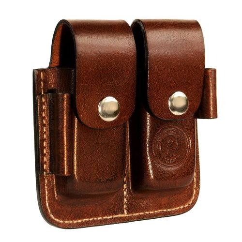 Ledertaff Leather Holster for Leatherman and Other Multitools to Carry on Belt, Space for Bit Kit and Extender, Brown/Black, Small for Wave, Large for Courage (Brown, Wave)
