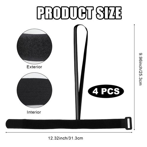 4pcs Ski Glove Leashes, 12.3x10 Inch Glove Straps Reflective Wrist Leashes Handcuffs Adjustable Non Lost Wrist Straps Snowboard Leashes for Ski Outdoor Sports Glove Hanging Accessories (Black)
