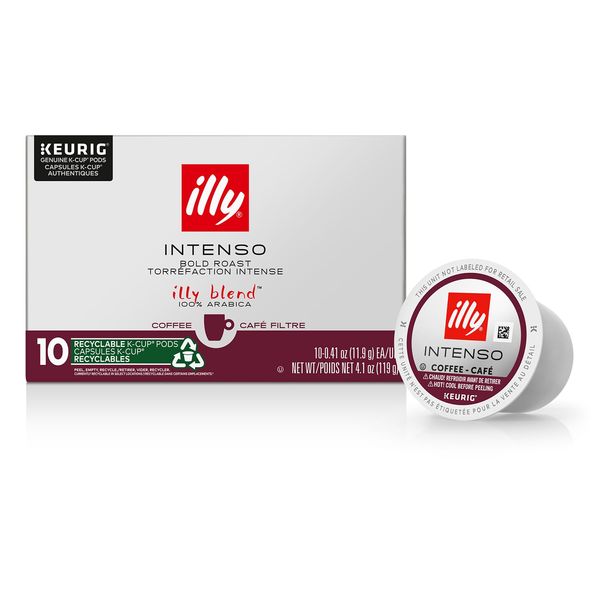 Illy Coffee K Cups - Coffee Pods For Keurig Coffee Maker – Intenso Dark Roast – Notes of Cocoa & Dried Fruit - Bold, Flavorful & Full-Bodied Flavor of Pods Coffee - No Preservatives – 10 Count