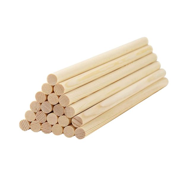 HOSSIAN Wooden Dowel Rods 20PCS Wood Sticks Wooden dowels for Crafts-Unfinished Round Hardwood Sticks (Birch Wood 1/4" x 10")