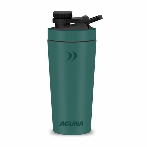 ACUNA Protein Shaker Bottle - 600 ml | Stainless Steel Shaker Bottles, Double Wall Protein Shaker with Secure Leak-proof Lid, Lightweight Metal Shaker (Pine Green)