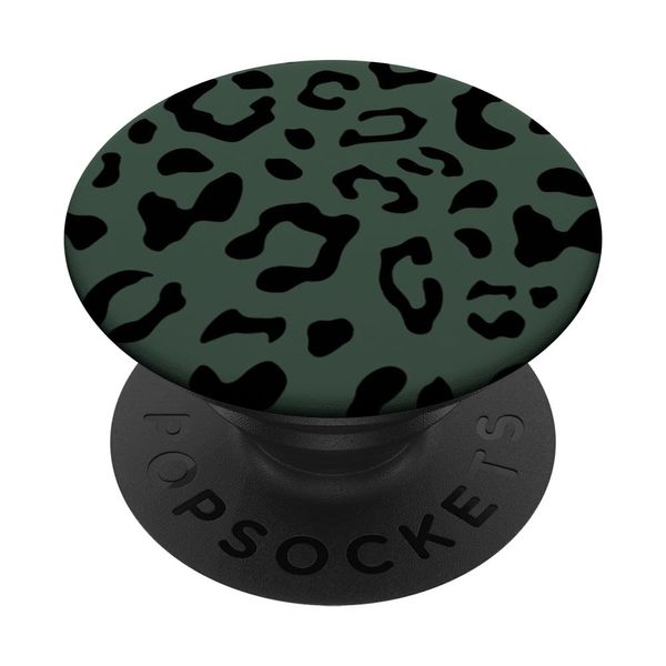 Schwarz Leopard Gepard Muster Dunkelgrün PopSockets Klebender PopGrip