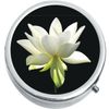 White Flower  Medicine Vitamin Compact Pill Box