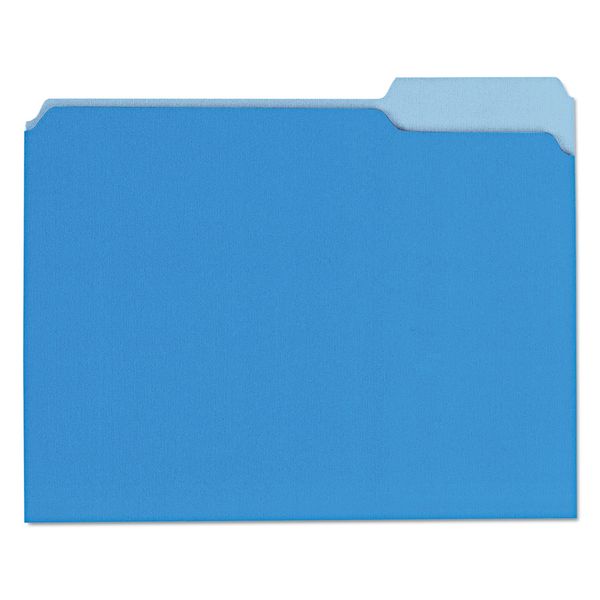 Universal UNV12301 1/3-Cut Assorted Tab Interior File Folders - Letter Size, Blue (100/Box)