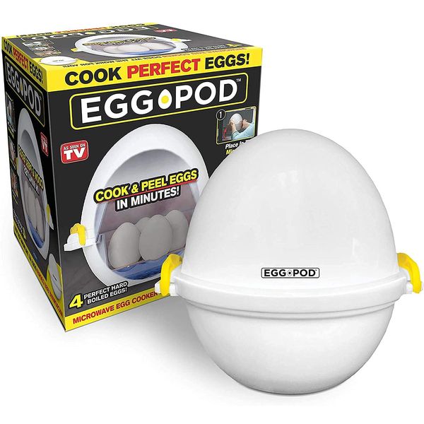 Eggpod by Emson Egg Cooker Wireless Microwave Hardboiled Egg Maker, Cooker, Egg Boiler & Steamer, 4 Perfectly-Cooked Hard boiled Eggs in Under 9 minutes As Seen On TV