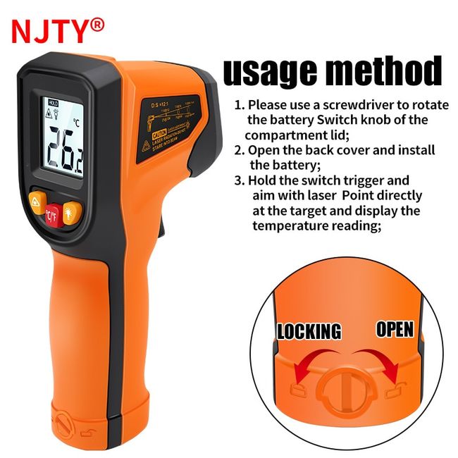 Digital Thermometer Gun Non Contact Laser Temperature Meter Tester  Pyrometer - China Thermometer, Infrared Thermometer