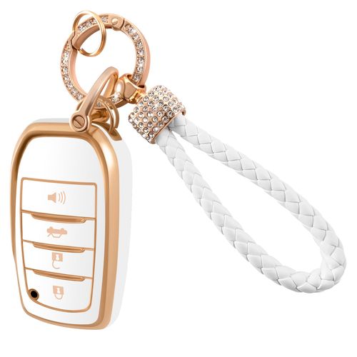 Slowrefine for Toyota Key Fob Cover with Keychain, Soft TPU Key Case Protector Compatible with 2024-2025 Tundra, Tacoma, Camry, Highlander, Prius - Keyless Entry Remote Shell for Toyota Accessories