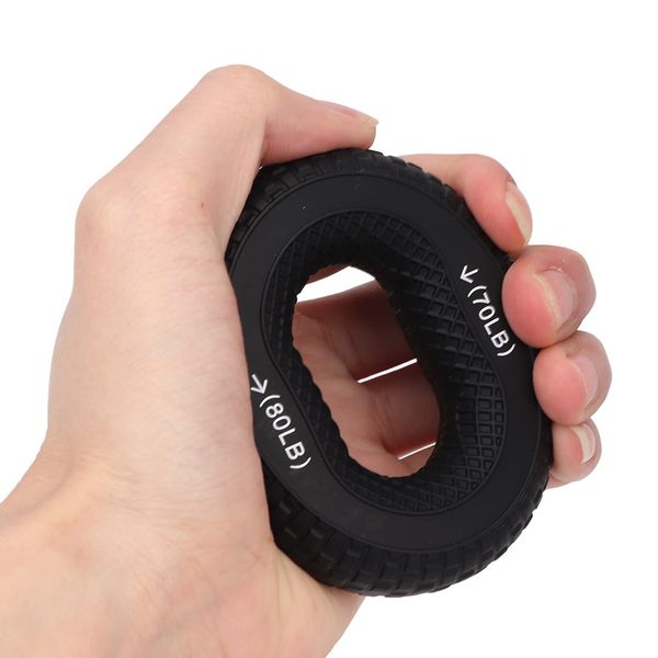 Grip Exercise Ring,70 to 80LB Hand Grip Strengthener Soft Silicone Portable Tire Texture Forearm Finger Exerciser Grip Strength Trainer Ring Black