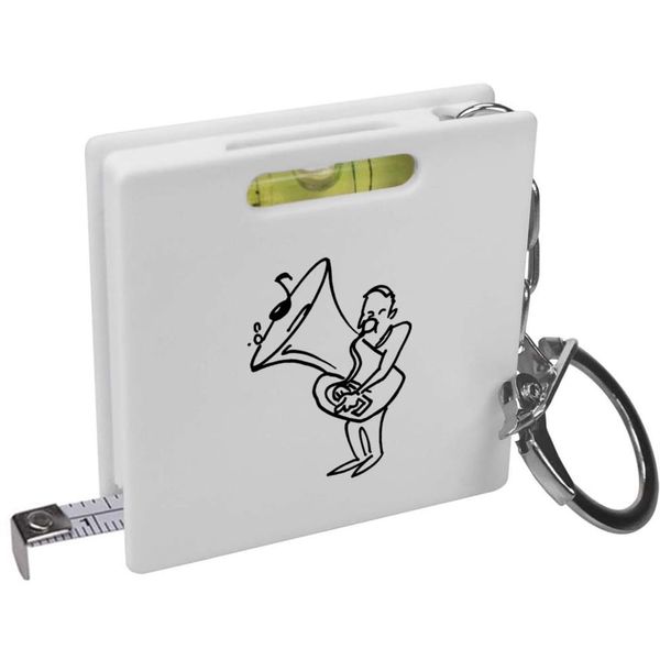 Azeeda 'Man Playing Tuba' Keyring Tape Measure/Spirit Level Tool (KM00017075)