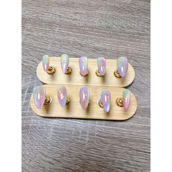 Custom Design Nails Handmade Candy Cat Eye press on nails-10 pcs