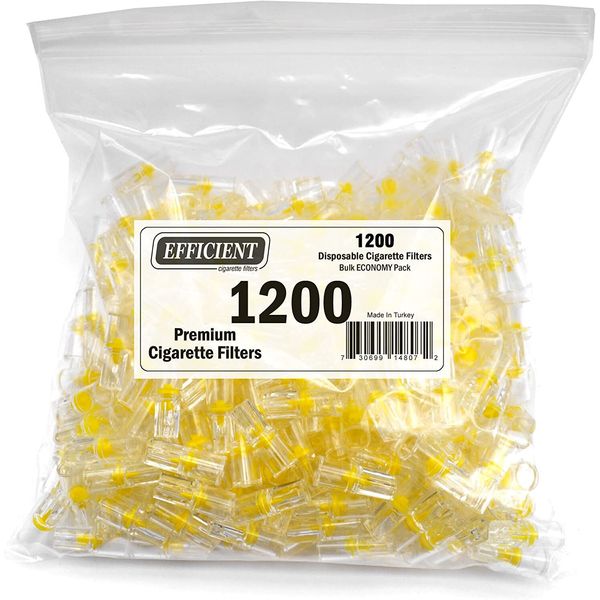 EFFICIENT Bulk Cigarette Filter Tips (1200 Filters) Block, Filter Out Tar & Nic