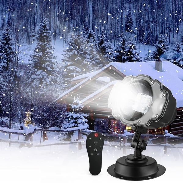 Snowfall LED Light Projector,SOMKTN Christmas Snow Light,Snow Falling Projector Lamp Dynamic Snow Effect Spotlight for Garden Ballroom, Party,Halloween,Holiday Landscape Decorative(Waterproof Remote)