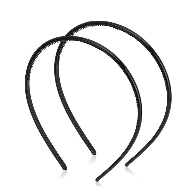 2 Stück Haarband, Kunststoff Einfach Stirnbänder, Stirnbänder mit Zähnen Dünne, DIY Stirnbände, 6mm Breite Glatte Stirnbänder