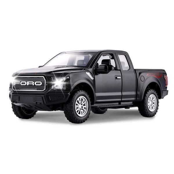 SASBSC F150 Pickup Truck Toys for Boys Age 3-8 Raptor Toy Trucks for Boy Ages 4-7 Diecast Metal Model Truck with Light and Sound Pull Back Toy Cars Gifts for 3+ Year Old Kids (Black)