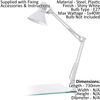 2 Pack - Table Desk Lamp-Colour Shiny White-Moveable-in Line Switch- E27-1x40W - Side Console Free Standing Base Bedside Task Base Set