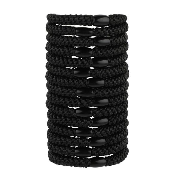 Amabro Elastische Haarbänder, 15PCS Pferdeschwanzhalter Set Täglich Scrunchies Keine Beschädigung Haarbänder Hochelastische Haarseile für dickes Haar Lockiges Haar (Schwarz)