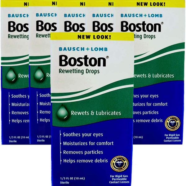 Boston Rewetting Drops for Rigid Gas Permeable Contact Lenses - 0.33 Ounce, 6 Pack