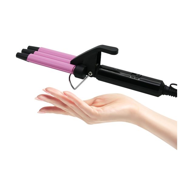 janelove Upgraded Mini Hair Waver for Short & Medium Hair, 13MM Hair Curler Curling Wand, 0.45lb Lightweight, Mini Size Hair Crimper Beach Waver, Travel Friendly,Adjustable Temperature-Pink