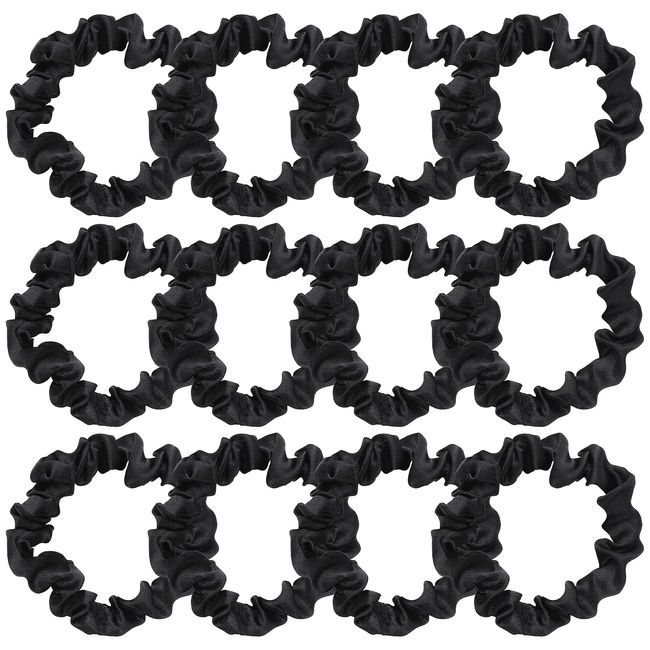 Lusofie 12 Stück Seide Haargummis Schwarz Elastische Haargummi Scrunchie Kleine Haarschmuck Haarbänder Damen Seide Mädchen Pferdeschwanz Haare Ringe (2,36 Zoll)